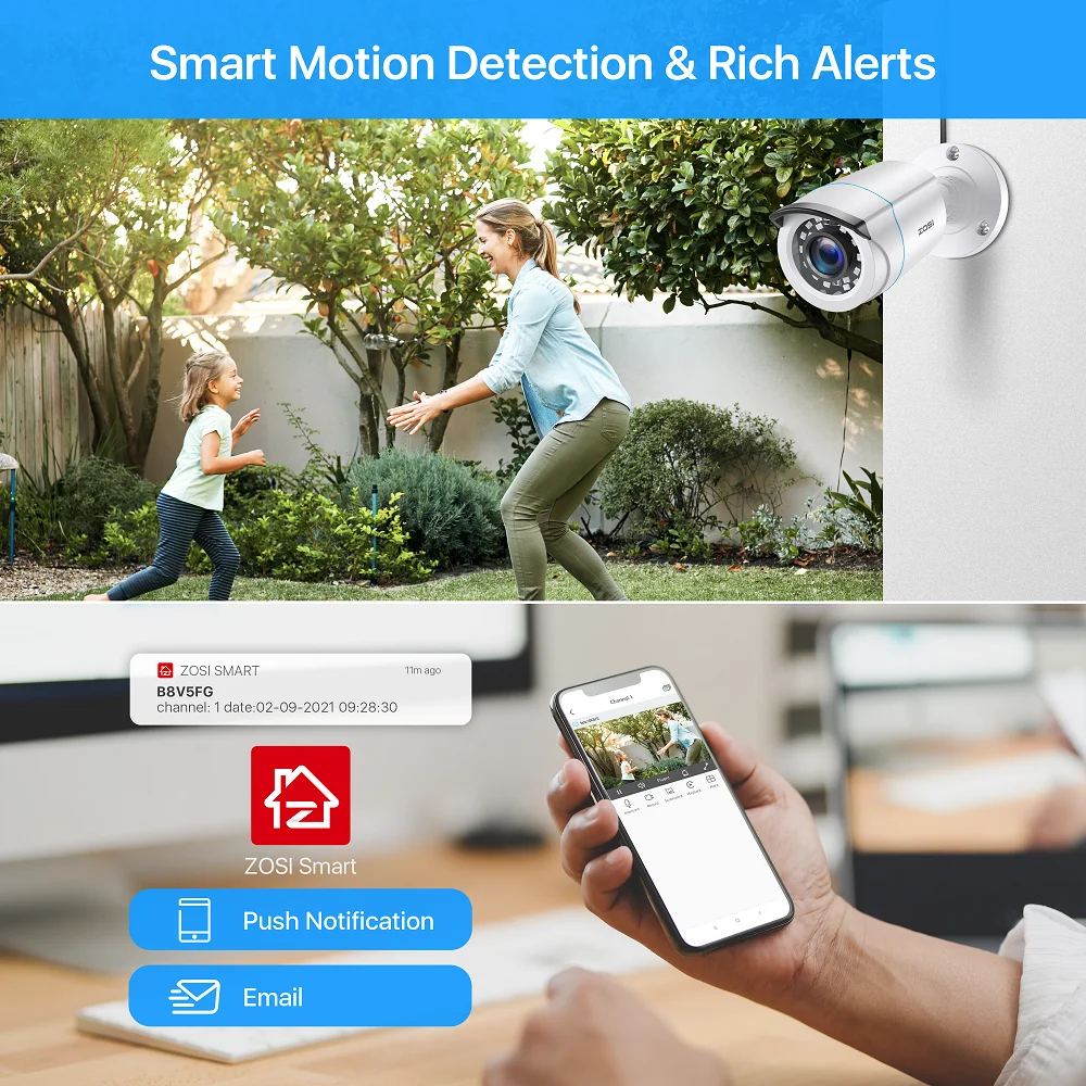 Цена Система видеонаблюдения ZOSI, 8 каналов, H.265 + 5 МП, 1080p, 2 МП