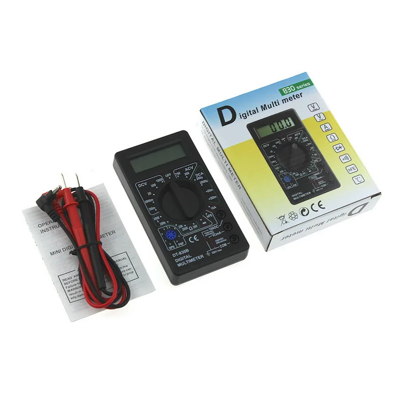 Urijk DT830B AC/DC Цифровой мультиметр 750/1000 в ЖК дисплей Портативный Вольтметр Амперметр