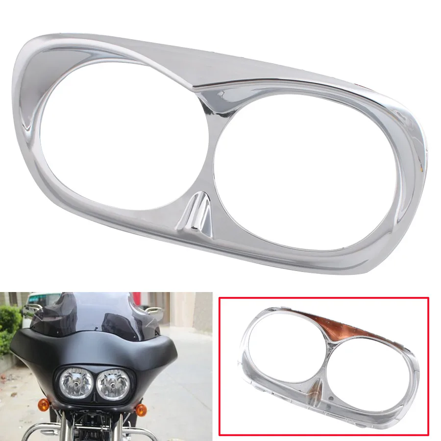 

Motorcycle Chrome Headlight Bezel Scowl Outer Fairing Cover Fits for Harley Davidson Road Glide 1998-2013