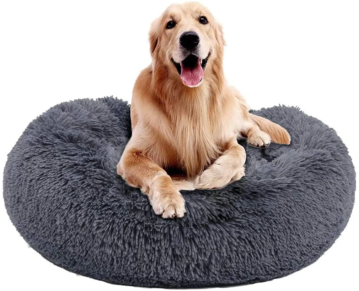 

VIP LINK Dog Long Plush Dounts Beds Calming Bed Hondenmand Pet Kennel Super Soft Fluffy Comfortable for Large Dog Cat House