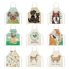 Кухонный Фартук для мопса, собаки, с принтом, без рукавов, из хлопка и льна, для родителей, для мужчин и женщин, инструменты для уборки дома