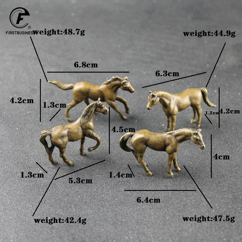 Винтажные медные фигурки животных Арабская лошадь дикая война корсаж настольное