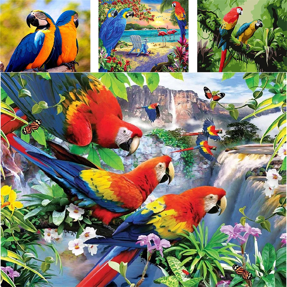 

tapb Adult Coloring By Numbers Animal DIY Oil Painting By Numbers Parrot On Canvas Picture For Living Room Home Decoration