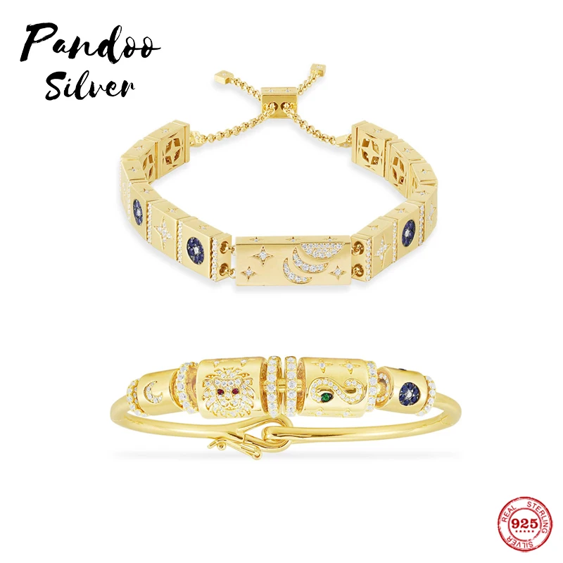 925 пробы серебро Монако ювелирные изделия Луна Звезды браслет &quotЗмейка&quot