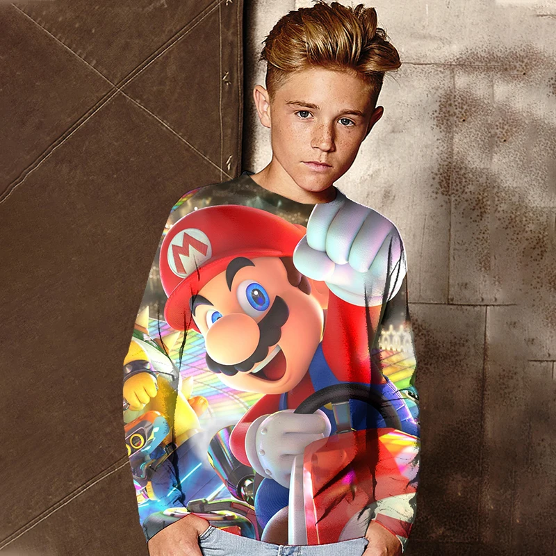 

D10Men's and women's small, medium and large children's leisure sports 3D digital printed long sleeve T-shirt