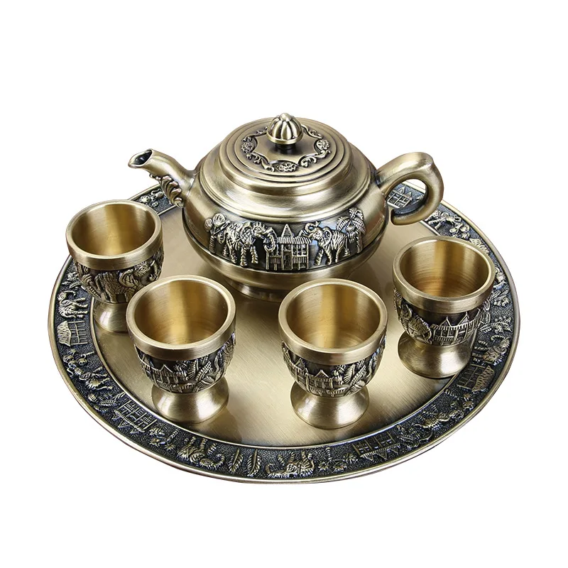 Кунг-фу чайный набор цинковый сплав креативный изысканный компактный резной