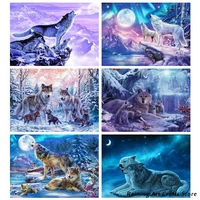 sale 5d diy diamond painting wolf embroidery full round square drill cross stitch kits animal mosaic pictures home decor gift