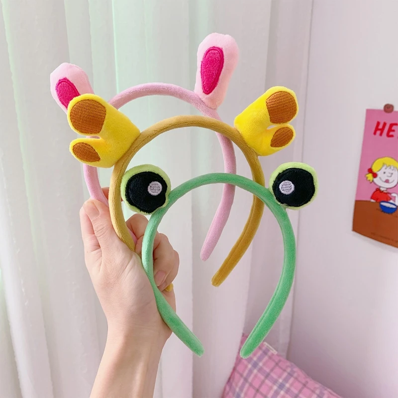 Забавная мультяшная повязка на голову с ушками животных милые глаза лягушки