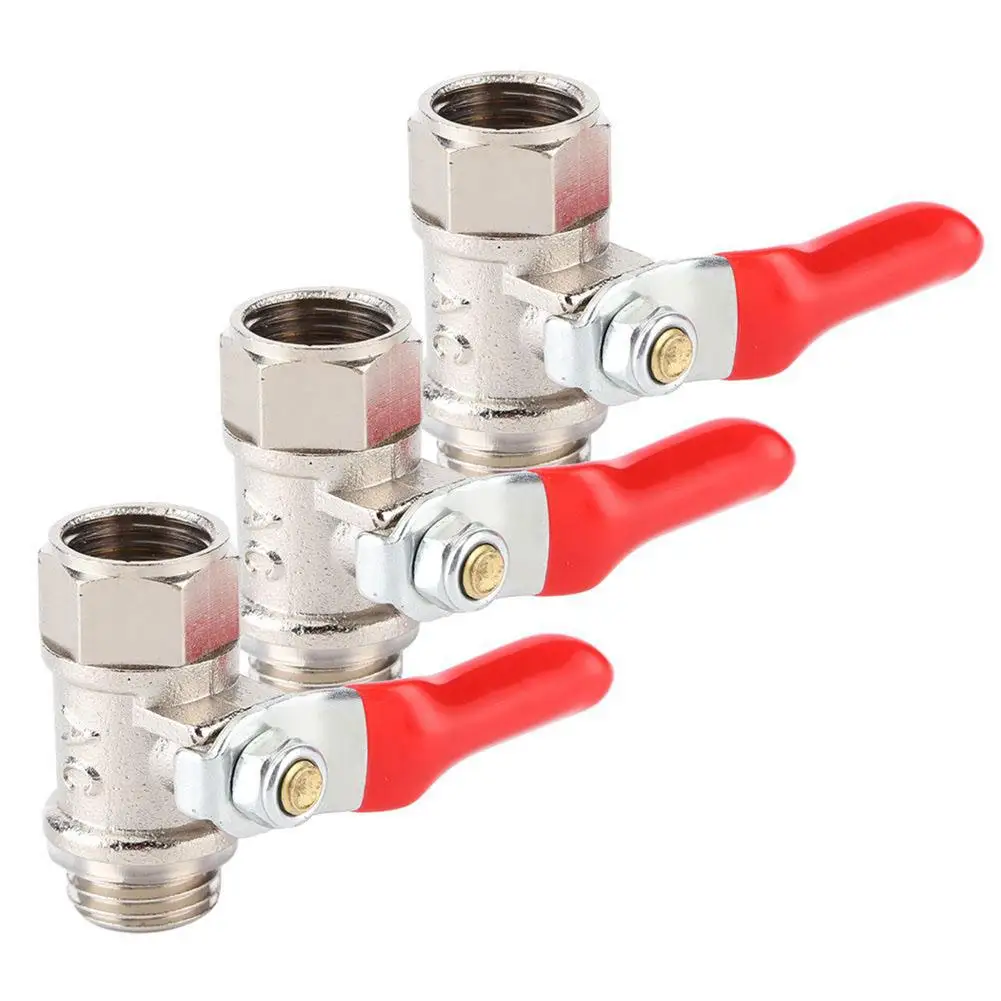 3 шт. шаровой кран из нержавеющей стали с красной ручкой | Дом и сад