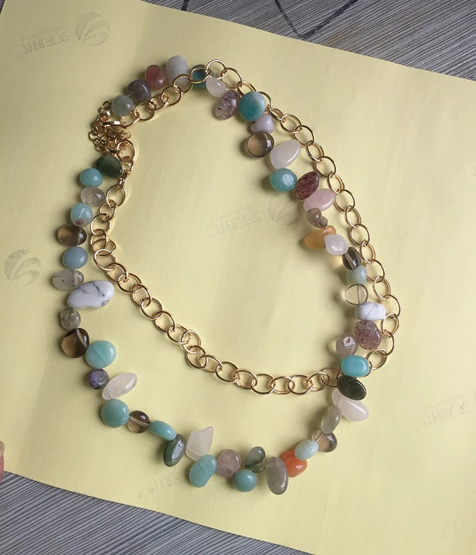 bohemian boho Vintage natural crystal stone beads Statement Gold Color Choker Metal Long Chain Necklace for Women Jewelry Gifts | Украшения