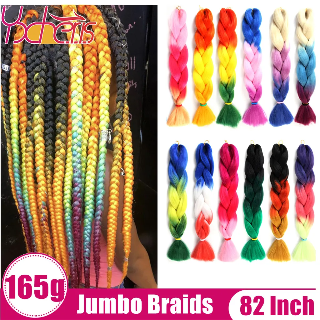 YXHAIR 165 г 64 дюйма 82 синтетические косички Джамбо в коробке искусственное выражение