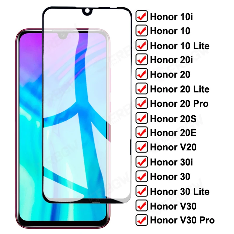 

11D Full Protective Glass For Honor 10 20 30 Lite 10i 20i 30i Screen Protector For Honor V10 V20 V30 Pro 20E 20S 30S Glass Film
