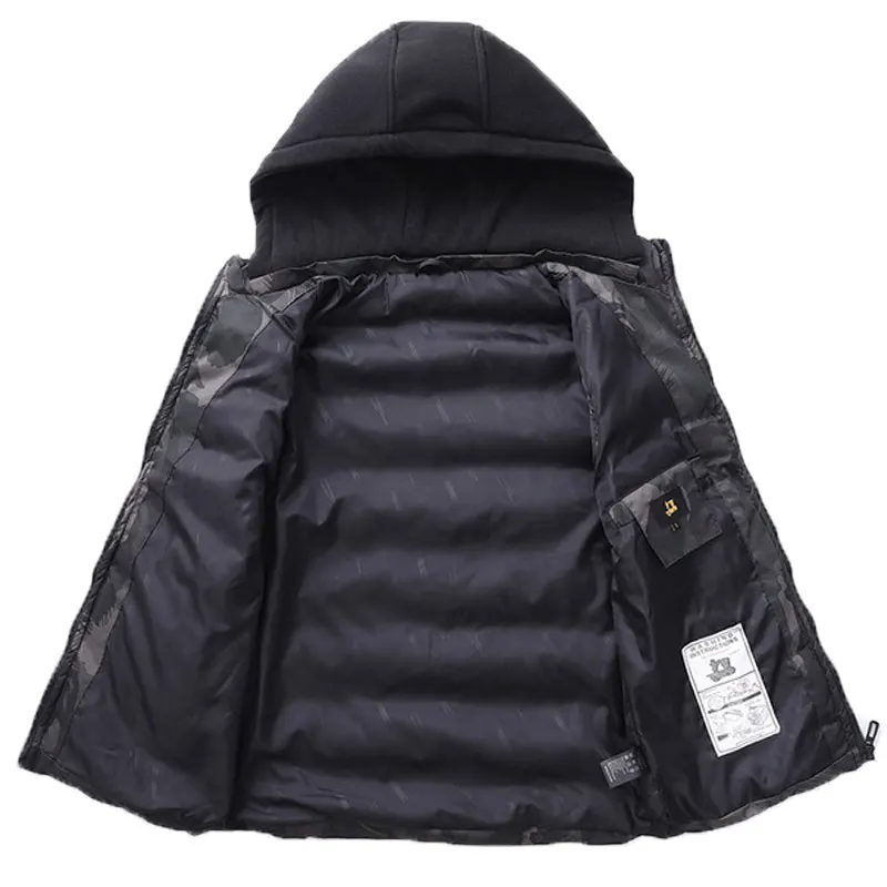 Повседневный мужской жилет куртка осень зима без рукавов черный камуфляж плюс