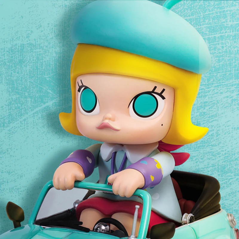 Pаспродажа Поп-март Молли мятный автомобиль фигурка Милая кавайная виниловая Игрушечная машина для коллекции бесплатная доставка