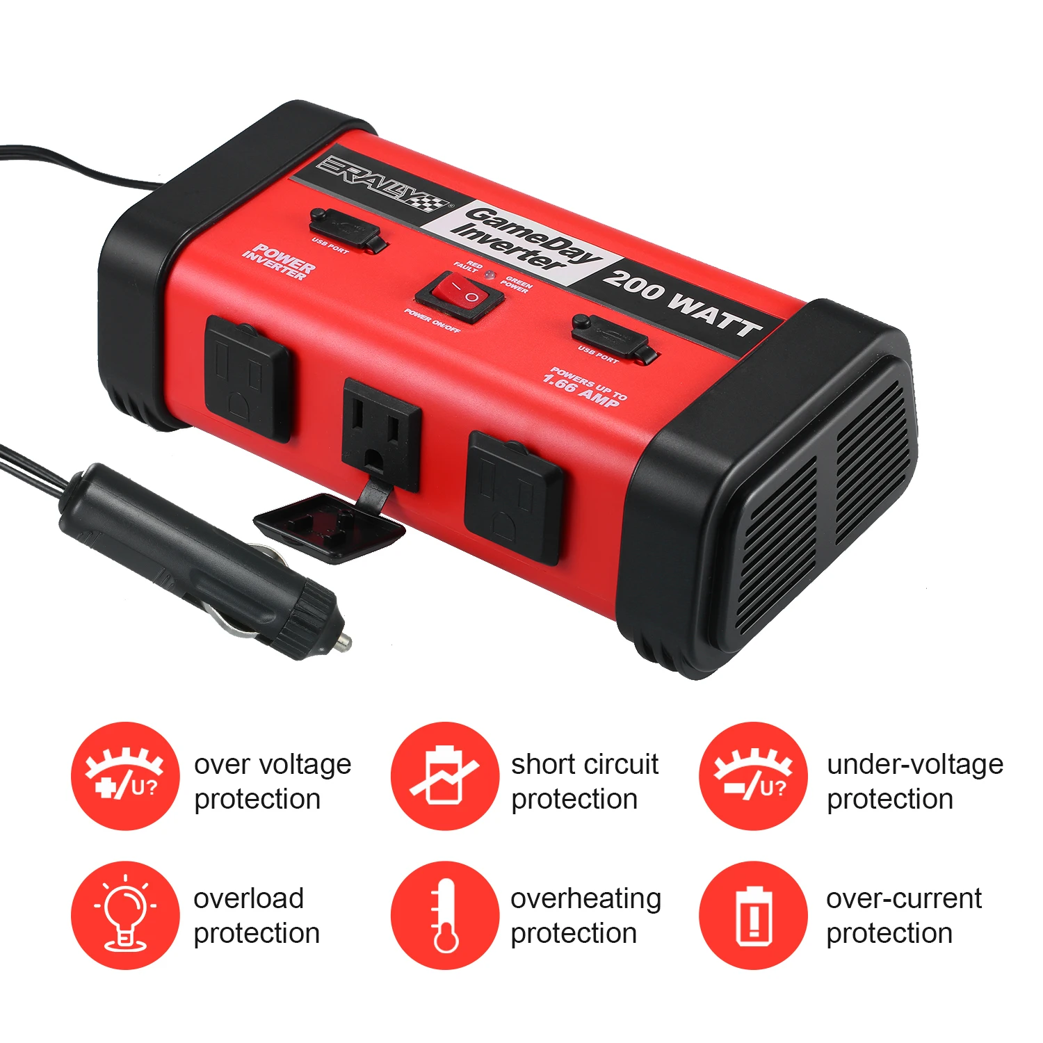 Автомобильный преобразователь напряжения 200 Вт постоянный ток 12 В до 110