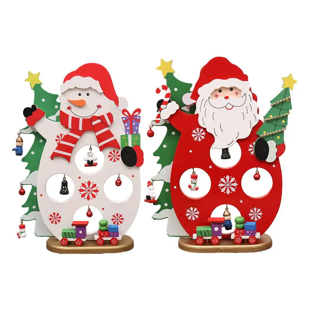 

Christmas Wooden Snowman Desktop Ornament Santa Claus Table Craft 2021 New Year Home Party Decoration Kid Gift
