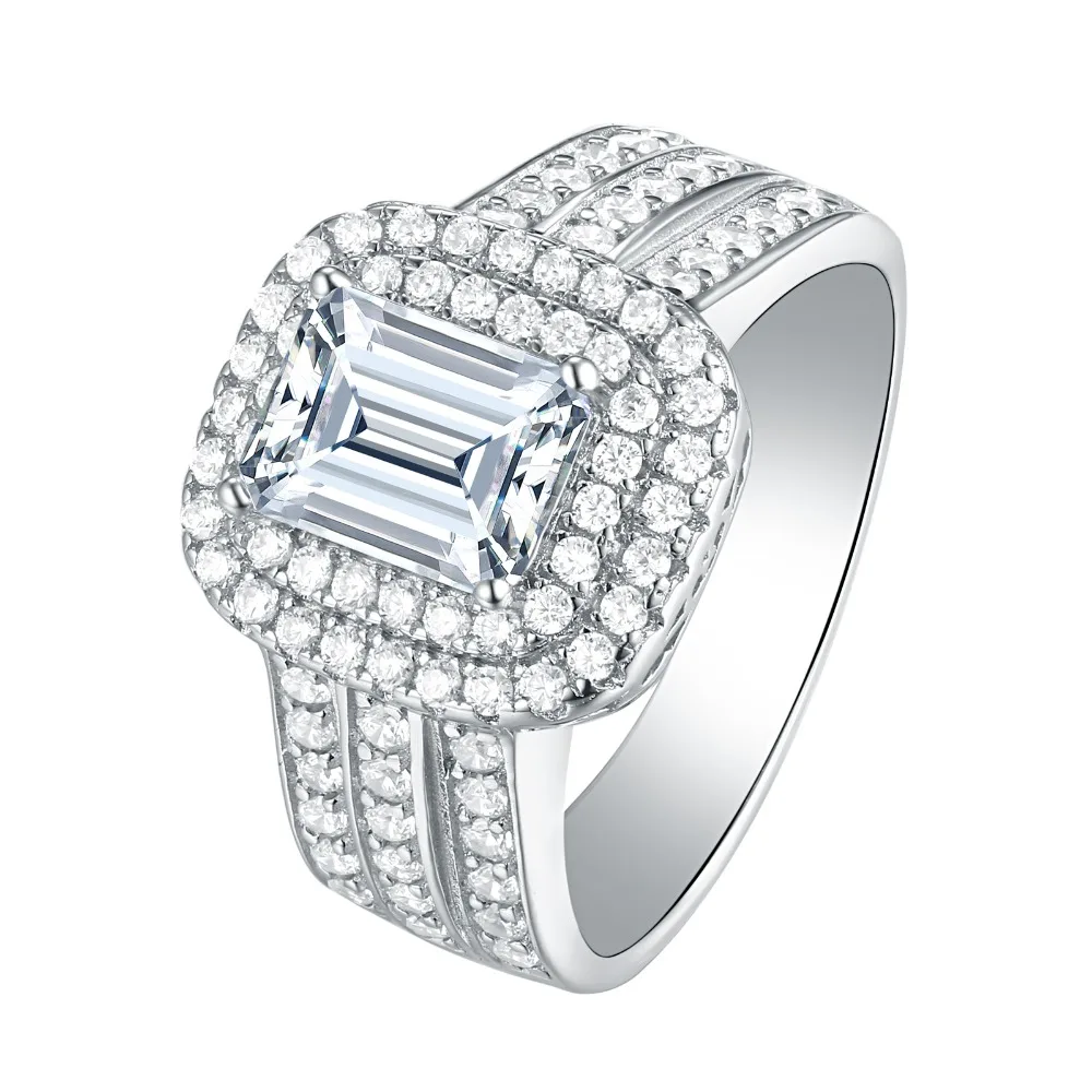 Newshe Свадебные Кольца для женщин классические ювелирные изделия 1,8 Ct Принцесса Cut AAA CZ Твердые 925 серебро кольцо для помолвки набор
