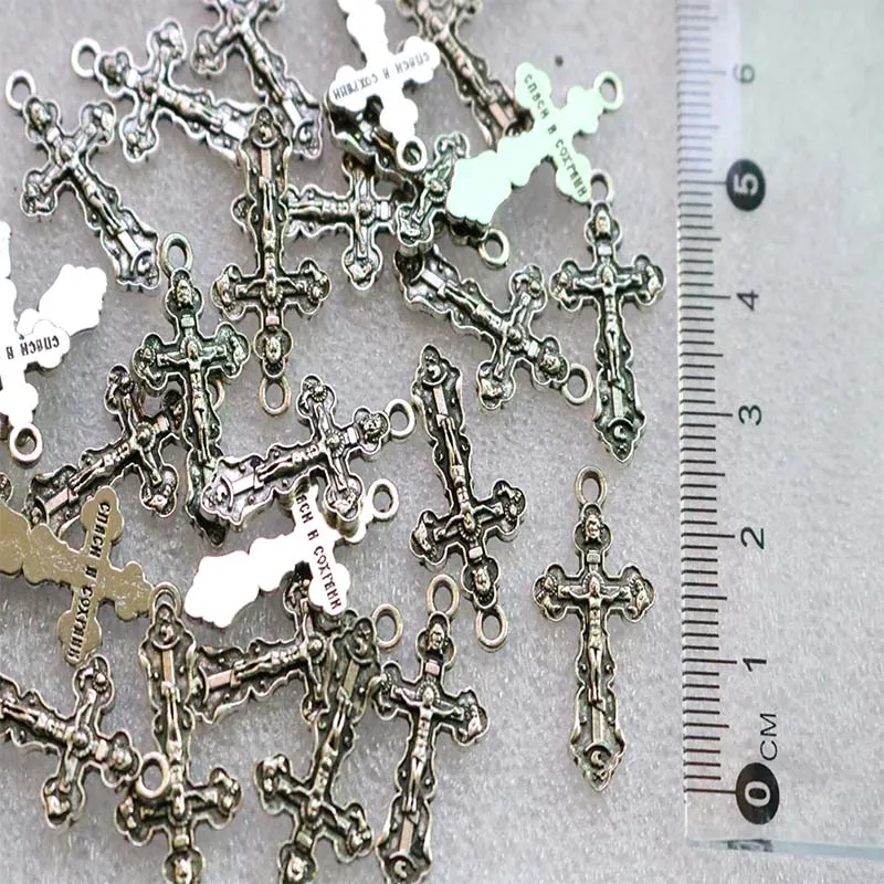 100 pieces / Golden Cross of the Orthodox Church Jesus Crucifix Pendant Handmade Center Jewelry | Украшения и аксессуары
