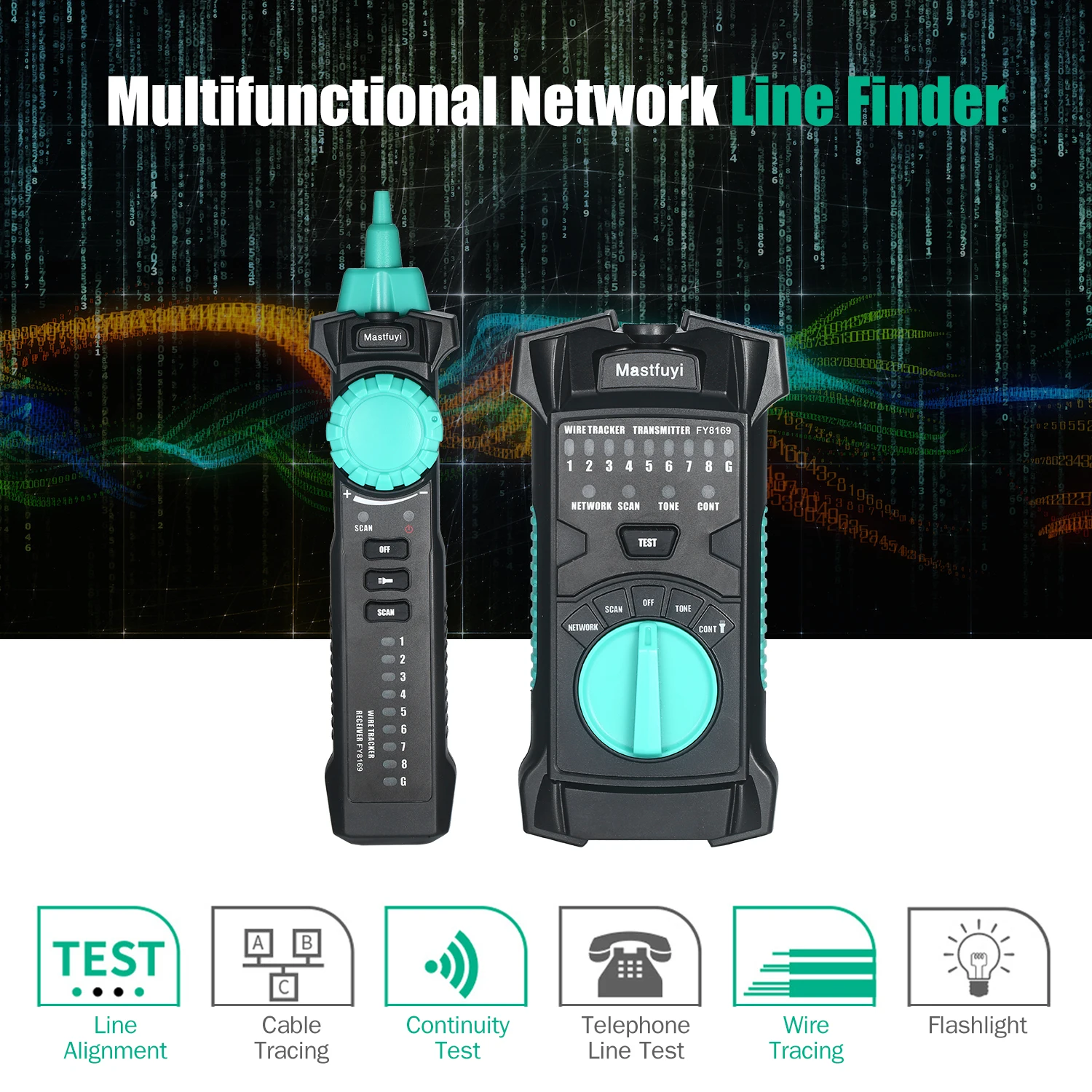 

FUYI FY8169 Wire Tracker Network Line Finder RJ11 RJ45 Tester Cable Line Checker Telephone Line Tester for Network Maintenance