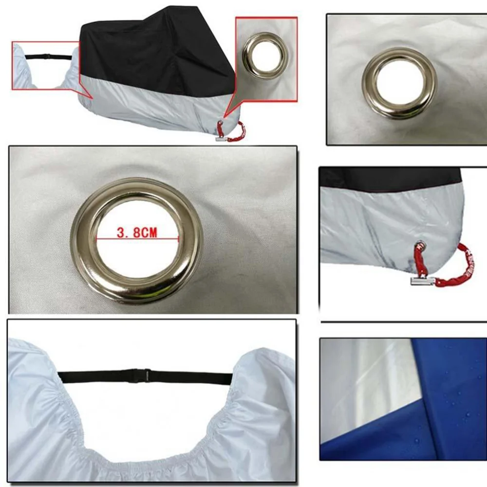 

Motorcycle Motorbike Waterproof Water Resistent Rain UV Protective Breathable Cover Outdoor Indoor With Storage Bag Size (Blac