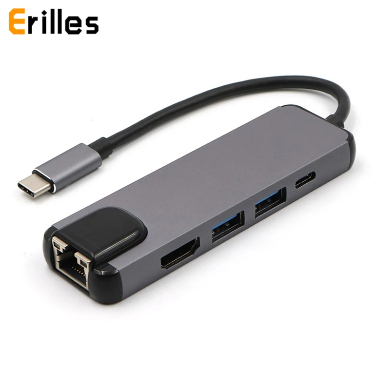 USBC к Rj45 HDMI USB 3 1 type C порт зарядки 5 в концентратор 1000 м Ethernet Lan 4K для Macbook/Pro Thunderbolt USB-C