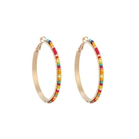 fashion bohemian colorful rice bead round earrings womens wedding jewelry geometric round earrings female jewelry accessories