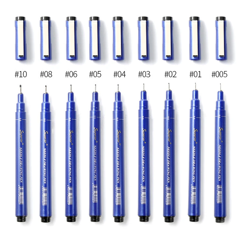 Superior 9Pcs Different Size Water Based Art Markers Pigment Liner Triangular Fineliner Pens for Design School Office Supplies