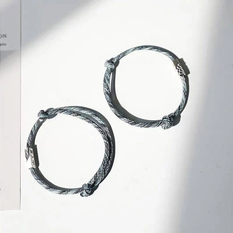 

2pcs/Set Paired Bracelets Adjustable Braided Thread Bracelet Lover Forever Couple Magnetic Bracelets Valentine Bracelet Pulseira