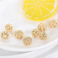 4pcslot creative gold color plated brass hollow ball spacer beads for diy bracelet necklace jewelry making findings accessories
