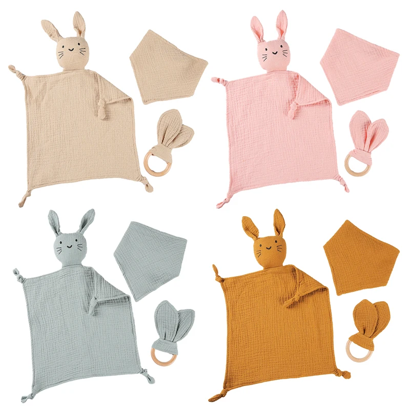 

3 шт., муслиновые нагрудники-кролики для новорожденных