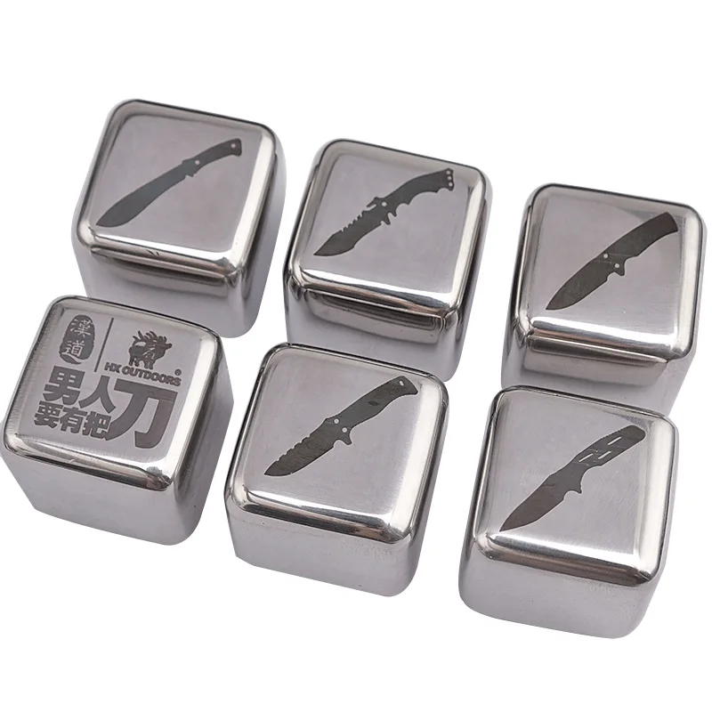 

A137 Food grade 304 stainless steel quick-frozen ice cubes metal ice pellets wine ice cubes outdoor Sports cold compress 6 a/set