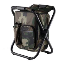 Outdoor Fishing Chair Bag Folding Camping Stool Portable Backpack Cooler Insulated Picnic Bag Hiking Seat Table Bag Bear 150KG