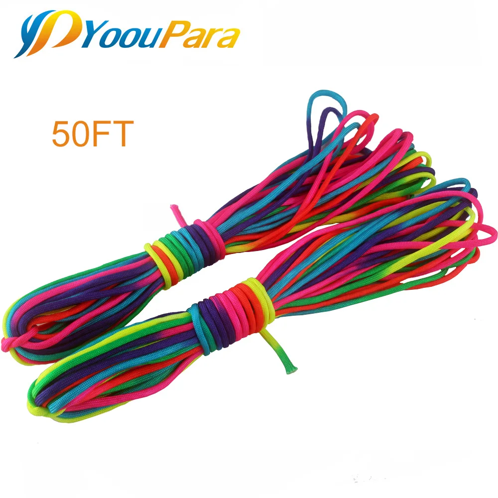 8-100 метров 550 Паракорд парашютный шнур веревка для палатки Guyline Mil Spec Rainbow 7 Strand Paracord для пешего туризма кемпинга шнур