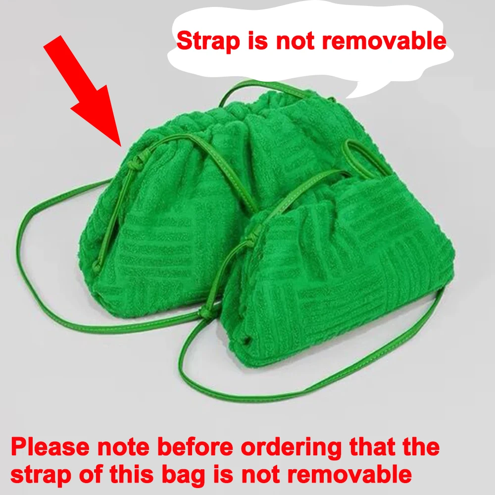 Green Towel Fabric Pouch Women Handbags Designer Dumpling Bags for Shoulder Bag Cloud Clutch Crossbody 2021 | Багаж и сумки