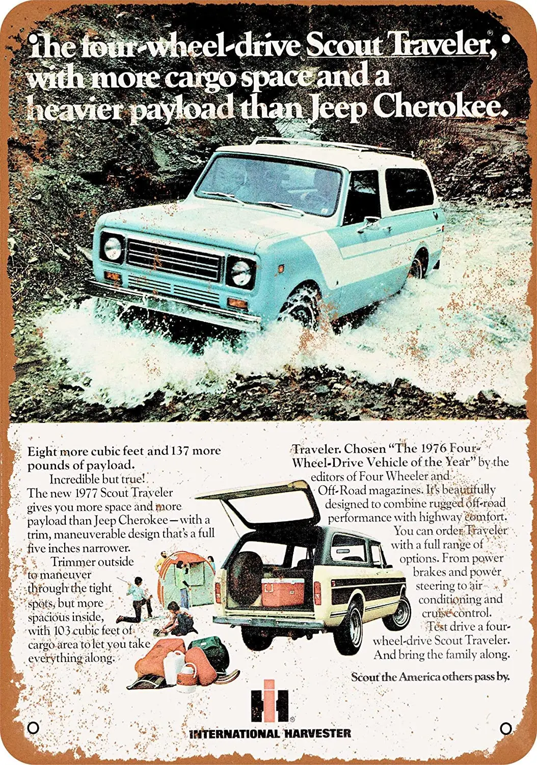 

WallColor 8*12 Metal Sign 1977 International Scout Traveler Vintage Look