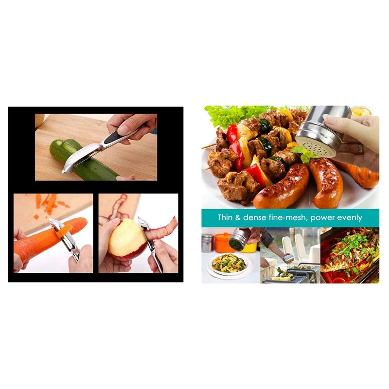 2 Х-образных и I-образных Шелушителей и 2 Штуки из Нержавеющей Стали Дробилок для Кофе, Корицы и Пудры для Посыпания.