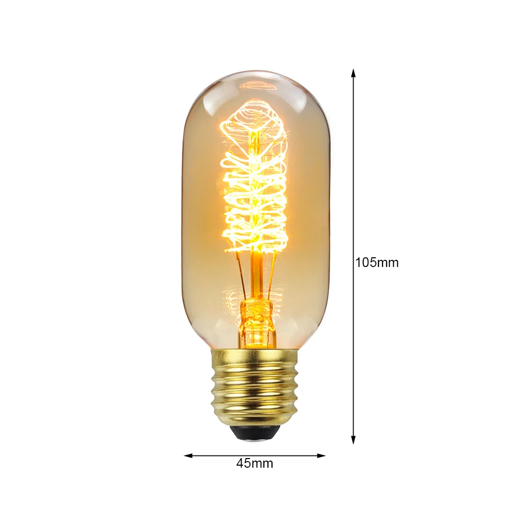 

4pcs Living Room Vintage Filament Light Bulb 220V 110V 40W T45 Home Antique Edison Lamp Golden Retro Spiral Incandescent Ampoule