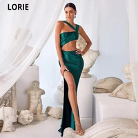 lorie royal green satin two pieces prom dresses 2022 sexy side split arabic women formal evening dress robe de soir%c3%a9e femme