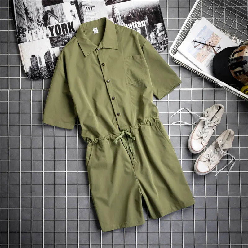 ZYYong летний мужской комбинезон с отворотами Модный повседневный удобный уличная