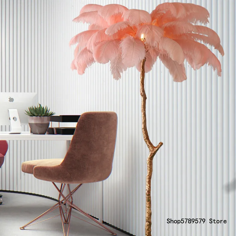 Northern Europe Flamingo Feather Floor Living Room Art Lighting Ins Romantic Bedroom Lamp Maiden Gold Resin | Лампы и освещение