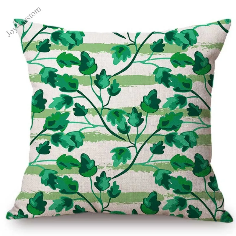Green Pastoral Ivy Leaf Watercolor Office Decorative Chair Pillow Case Cotton Linen Outdoor Backyard Bench Swing Cushion Cover |