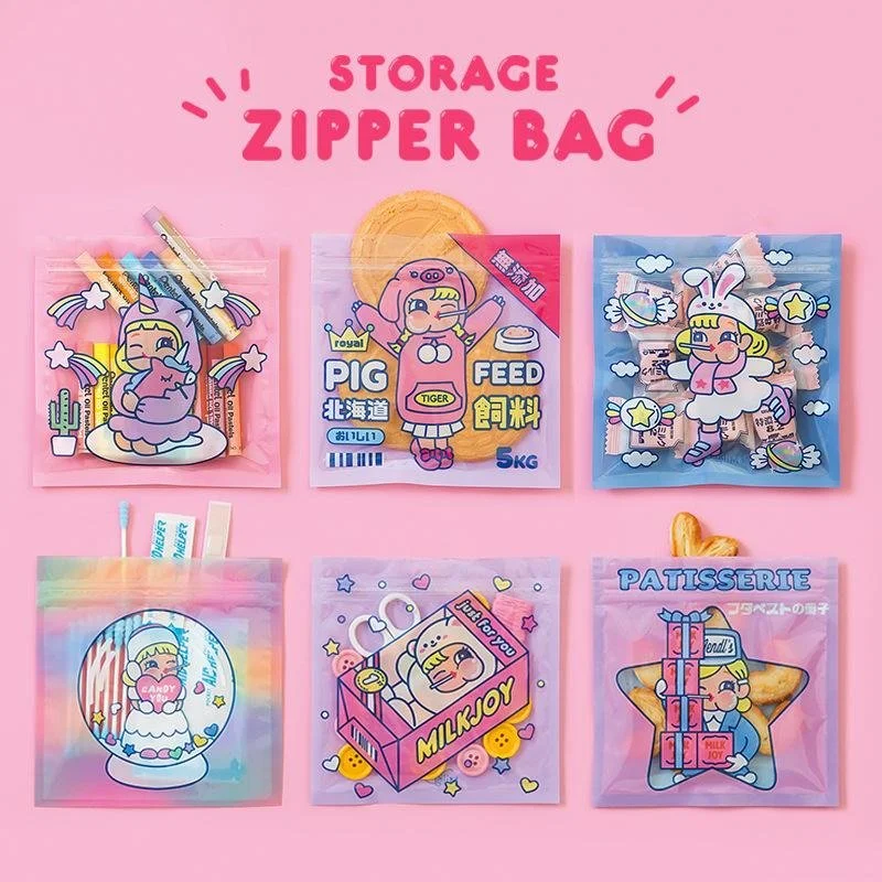 

[8pcs/set]milkjoy stick ziplock bag, socks and underwear storage bag, packaging bag, cute transparent disposable mask bag