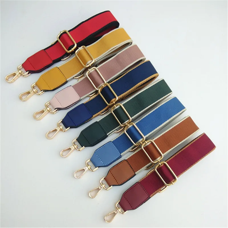 Fashion Color Patterns Nylon Handle Bag Strap Women Removable DIY Shoulder Rainbow Handbag Accessories Purse Strap