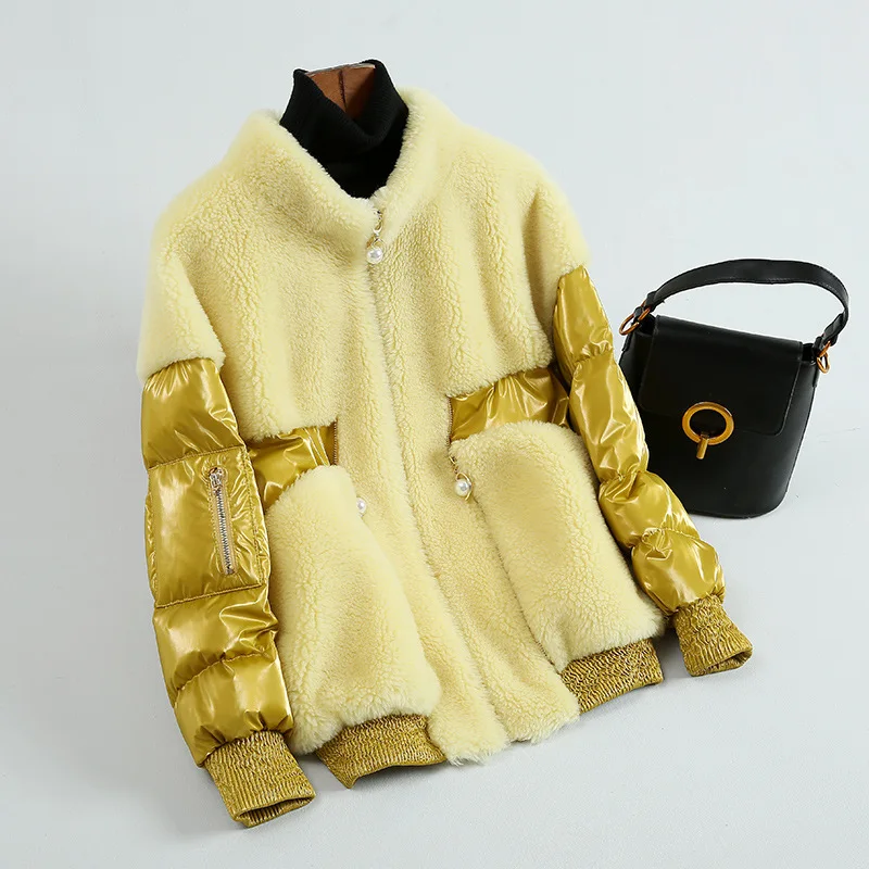 пуховик женский зимняя куртка для женщин Шуба из шерсти ягнёнка женская одежда