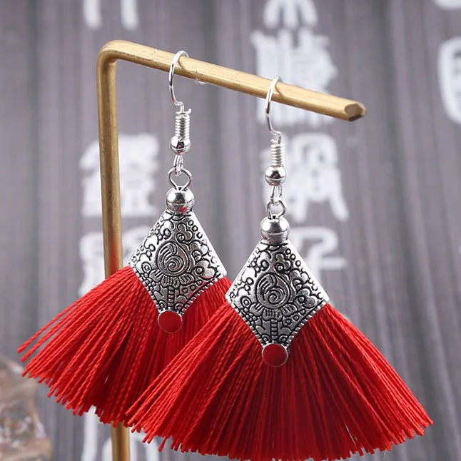 Новые 11 цветов этнические веерообразные серьги с кисточками ручная работа