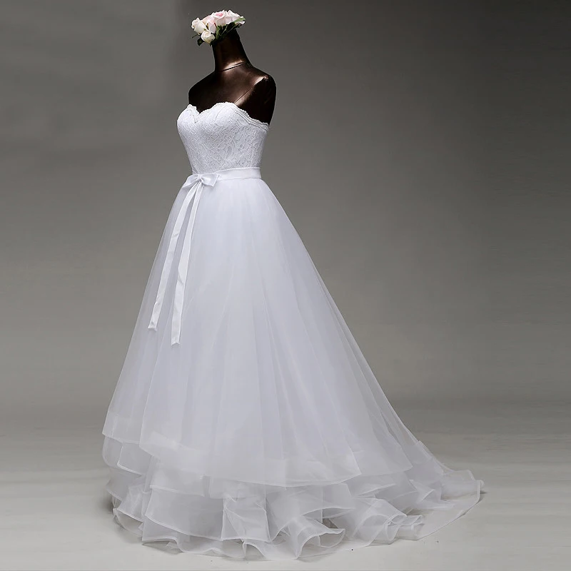 Женское свадебное платье 2 в 1 недорогое кружевное простое Съемное 2021 размера