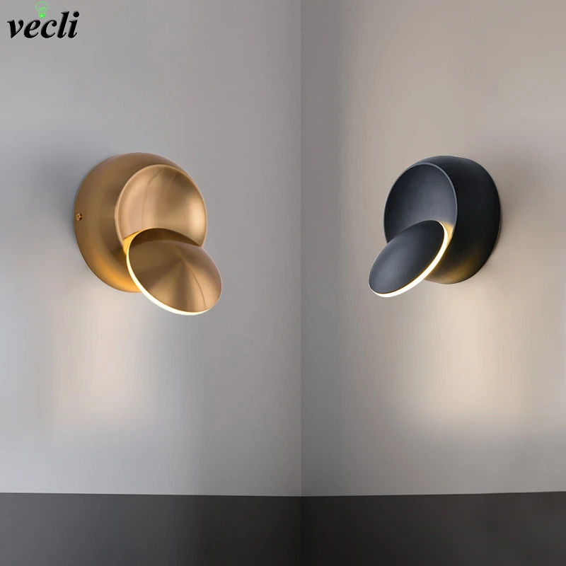 Светодиодный настенный светильник 5 Вт золотой креативный Круглый вращающийся