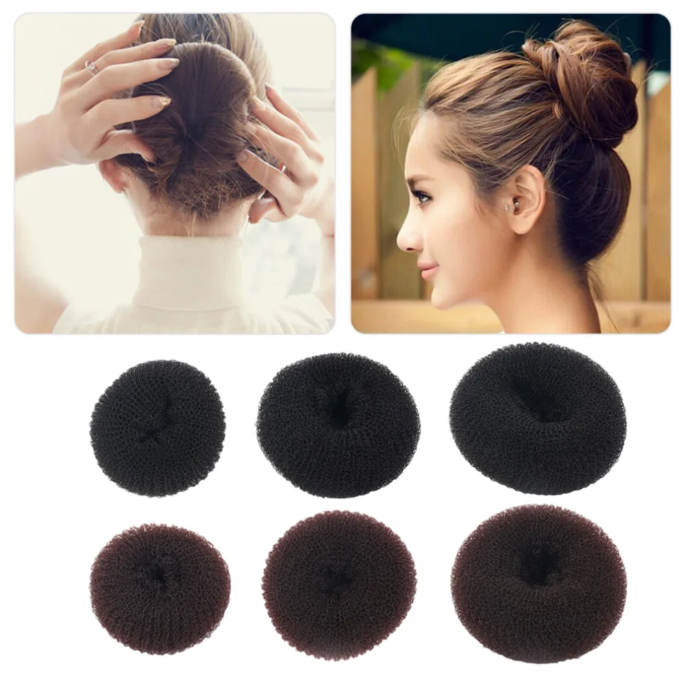 

2 pcs Cute Size S/M/L Girls Sponge Bract head meatball head Hair Bun Maker Ring Donut Shape Hairband Hair styling Tool
