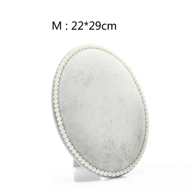 

Velvet Oval Earrings Necklace Bracelet Pearl Jewelry Display Organizer Holder J78F