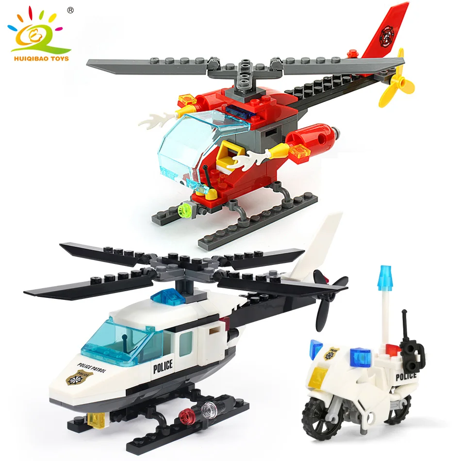 HUIQIBAO городские полицейские блоки для самолета лего строительные городской